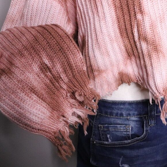 Lane 201 | Boutique Distressed Tie Dye Cropped Sweater Medium - Picture 4 of 8